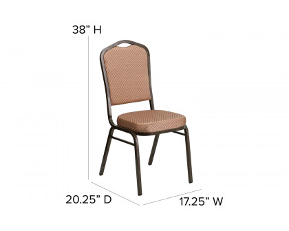 BLNK™ HERCULES Series Fabric Crown Back Stacking Banquet Chair with Gold Vein Frame - Gold Diamond Patterned