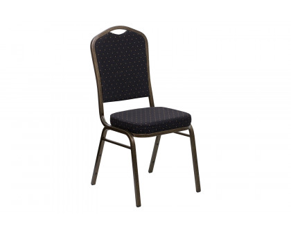 BLNK™ HERCULES Series Fabric Crown Back Stacking Banquet Chair with Gold Vein Frame - Black Patterned