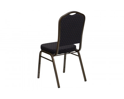 BLNK™ HERCULES Series Fabric Crown Back Stacking Banquet Chair with Gold Vein Frame - Black Patterned