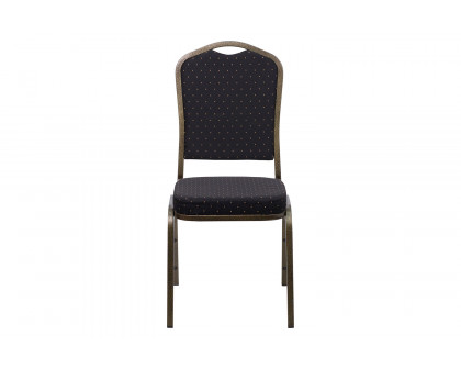 BLNK™ HERCULES Series Fabric Crown Back Stacking Banquet Chair with Gold Vein Frame - Black Patterned