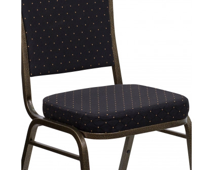 BLNK™ HERCULES Series Fabric Crown Back Stacking Banquet Chair with Gold Vein Frame - Black Patterned