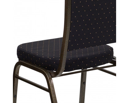 BLNK™ HERCULES Series Fabric Crown Back Stacking Banquet Chair with Gold Vein Frame - Black Patterned