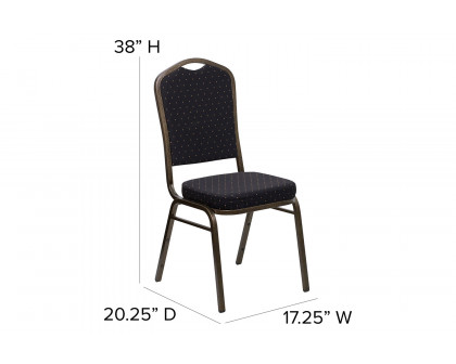 BLNK™ HERCULES Series Fabric Crown Back Stacking Banquet Chair with Gold Vein Frame - Black Patterned