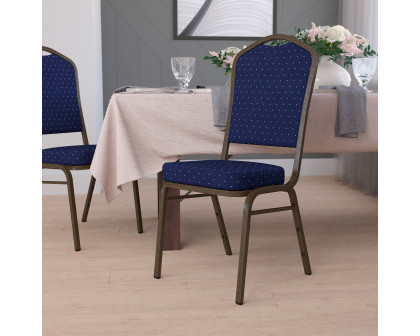 BLNK HERCULES Series Fabric Crown Back Stacking Banquet Chair with Gold Vein Frame