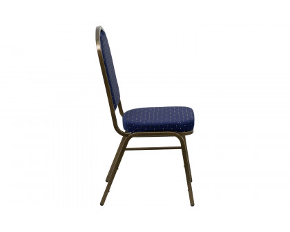 BLNK™ HERCULES Series Fabric Crown Back Stacking Banquet Chair with Gold Vein Frame - Navy Blue Dot Patterned