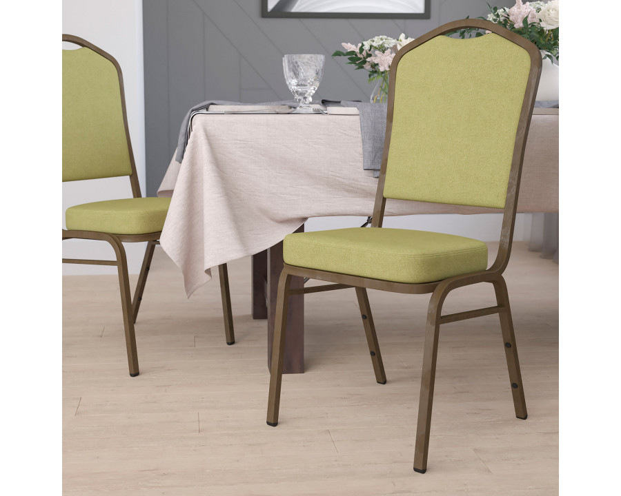 BLNK HERCULES Series Fabric Crown Back Stacking Banquet Chair with Gold Vein Frame - Moss