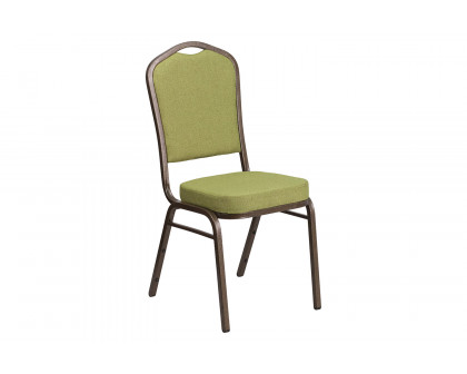 BLNK™ HERCULES Series Fabric Crown Back Stacking Banquet Chair with Gold Vein Frame - Moss