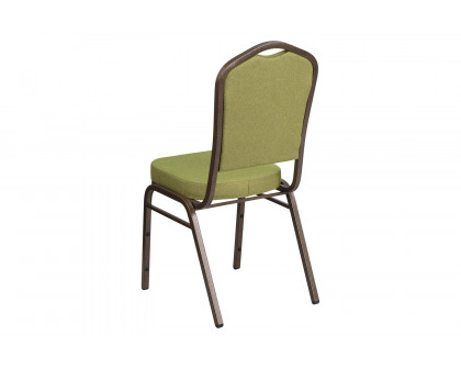 BLNK™ HERCULES Series Fabric Crown Back Stacking Banquet Chair with Gold Vein Frame - Moss