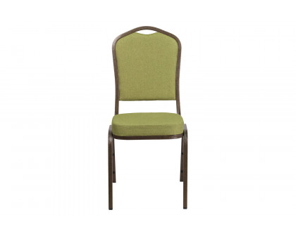 BLNK™ HERCULES Series Fabric Crown Back Stacking Banquet Chair with Gold Vein Frame - Moss