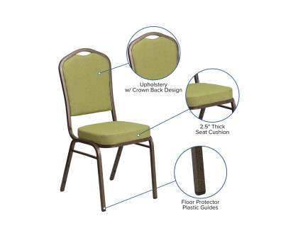 BLNK™ HERCULES Series Fabric Crown Back Stacking Banquet Chair with Gold Vein Frame - Moss