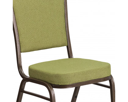 BLNK™ HERCULES Series Fabric Crown Back Stacking Banquet Chair with Gold Vein Frame - Moss