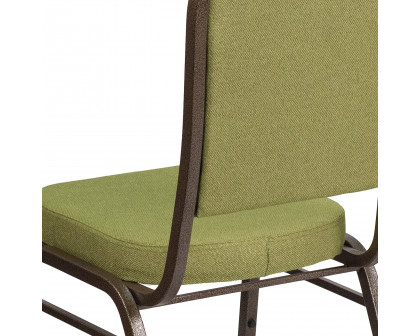 BLNK™ HERCULES Series Fabric Crown Back Stacking Banquet Chair with Gold Vein Frame - Moss