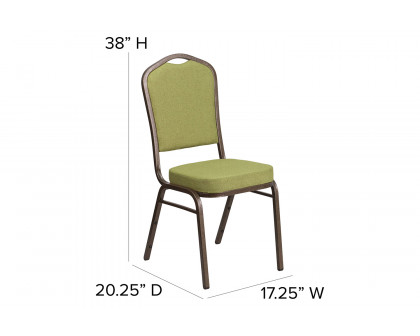 BLNK™ HERCULES Series Fabric Crown Back Stacking Banquet Chair with Gold Vein Frame - Moss