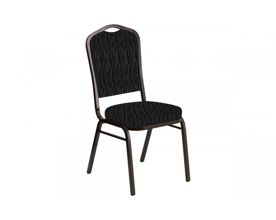 BLNK Crown Back Banquet Chair in Mystery with Gold Vein Frame - Ebony