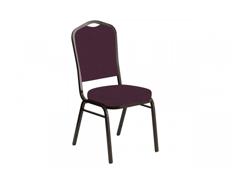 BLNK Crown Back Banquet Chair in Neptune with Gold Vein Frame - Aubergine