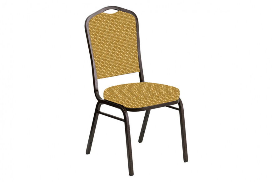 BLNK™ Crown Back Banquet Chair in Optik with Gold Vein Frame - Tapenade