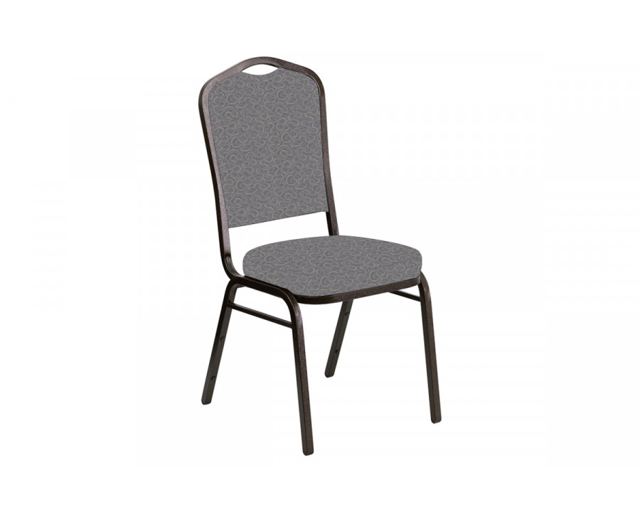 BLNK Crown Back Banquet Chair in Ribbons with Gold Vein Frame - Fog