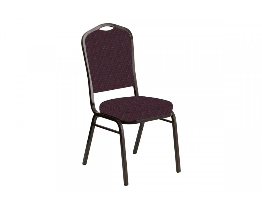 BLNK Crown Back Banquet Chair in Venus with Gold Vein Frame - Aubergine