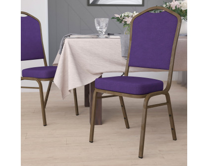 BLNK HERCULES Series Fabric Crown Back Stacking Banquet Chair with Gold Vein Frame