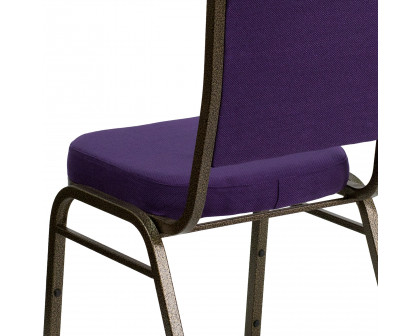 BLNK™ HERCULES Series Fabric Crown Back Stacking Banquet Chair with Gold Vein Frame - Purple