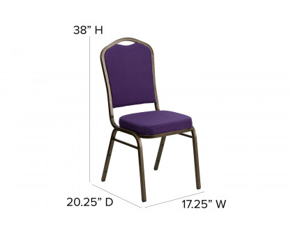 BLNK™ HERCULES Series Fabric Crown Back Stacking Banquet Chair with Gold Vein Frame - Purple