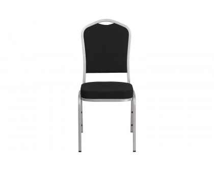 BLNK™ HERCULES Series Fabric Crown Back Stacking Banquet Chair with Silver Frame - Black