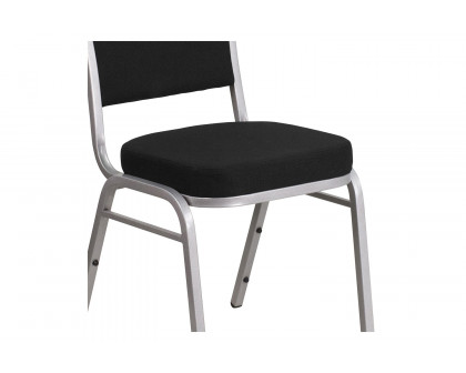 BLNK™ HERCULES Series Fabric Crown Back Stacking Banquet Chair with Silver Frame - Black