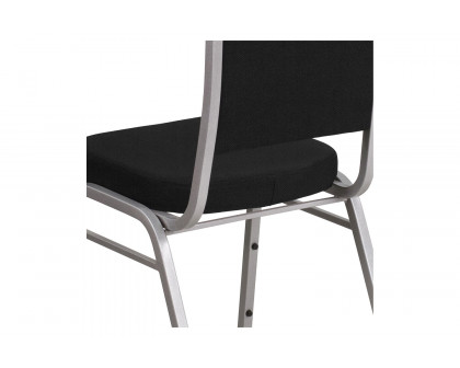 BLNK™ HERCULES Series Fabric Crown Back Stacking Banquet Chair with Silver Frame - Black