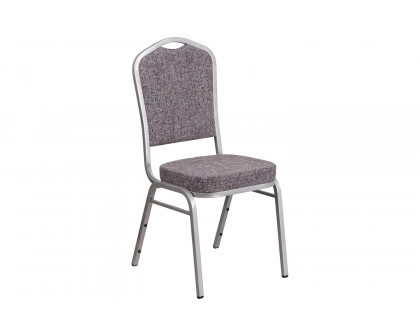 BLNK™ HERCULES Series Fabric Crown Back Stacking Banquet Chair with Silver Frame - Herringbone