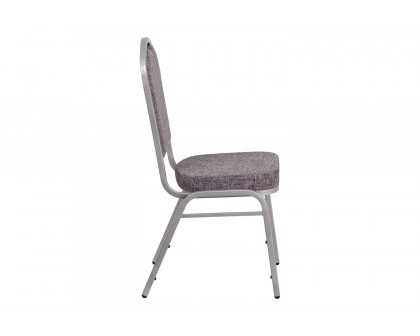 BLNK™ HERCULES Series Fabric Crown Back Stacking Banquet Chair with Silver Frame - Herringbone