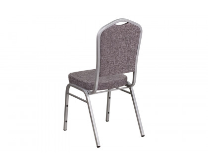 BLNK™ HERCULES Series Fabric Crown Back Stacking Banquet Chair with Silver Frame - Herringbone