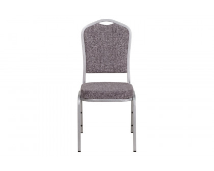 BLNK™ HERCULES Series Fabric Crown Back Stacking Banquet Chair with Silver Frame - Herringbone