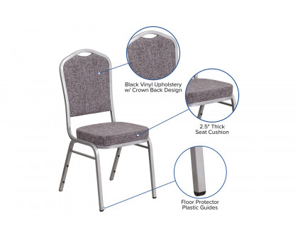 BLNK™ HERCULES Series Fabric Crown Back Stacking Banquet Chair with Silver Frame - Herringbone