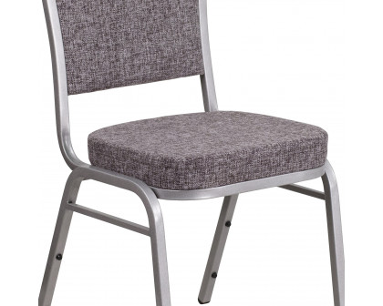 BLNK™ HERCULES Series Fabric Crown Back Stacking Banquet Chair with Silver Frame - Herringbone