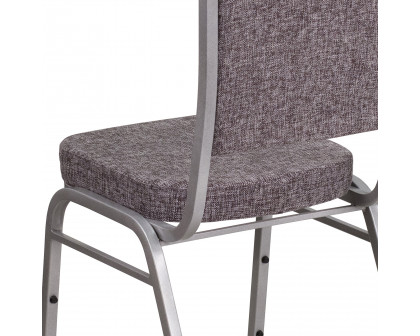 BLNK™ HERCULES Series Fabric Crown Back Stacking Banquet Chair with Silver Frame - Herringbone