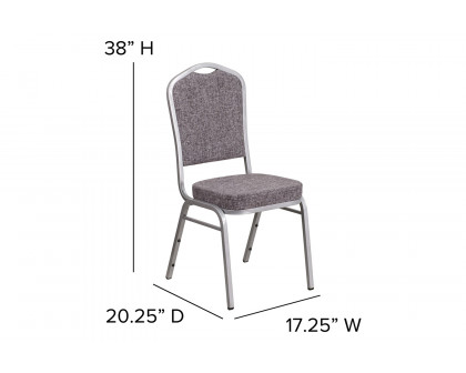 BLNK™ HERCULES Series Fabric Crown Back Stacking Banquet Chair with Silver Frame - Herringbone