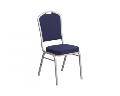 BLNK™ HERCULES Series Fabric Crown Back Stacking Banquet Chair with Silver Frame - Navy