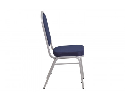 BLNK™ HERCULES Series Fabric Crown Back Stacking Banquet Chair with Silver Frame - Navy