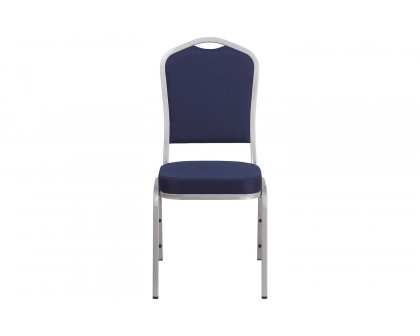 BLNK™ HERCULES Series Fabric Crown Back Stacking Banquet Chair with Silver Frame - Navy