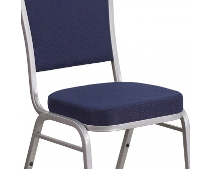 BLNK™ HERCULES Series Fabric Crown Back Stacking Banquet Chair with Silver Frame - Navy