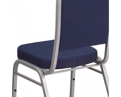 BLNK™ HERCULES Series Fabric Crown Back Stacking Banquet Chair with Silver Frame - Navy