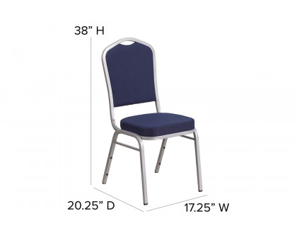 BLNK™ HERCULES Series Fabric Crown Back Stacking Banquet Chair with Silver Frame - Navy