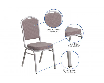 BLNK™ HERCULES Series Fabric Crown Back Stacking Banquet Chair with Silver Frame - Gray