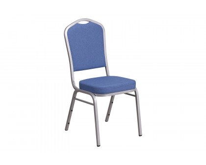 BLNK™ HERCULES Series Fabric Crown Back Stacking Banquet Chair with Silver Frame - Blue