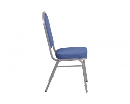 BLNK™ HERCULES Series Fabric Crown Back Stacking Banquet Chair with Silver Frame - Blue