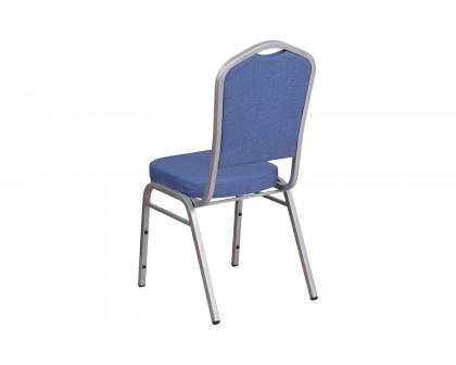 BLNK™ HERCULES Series Fabric Crown Back Stacking Banquet Chair with Silver Frame - Blue