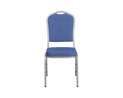 BLNK™ HERCULES Series Fabric Crown Back Stacking Banquet Chair with Silver Frame - Blue