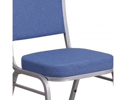 BLNK™ HERCULES Series Fabric Crown Back Stacking Banquet Chair with Silver Frame - Blue