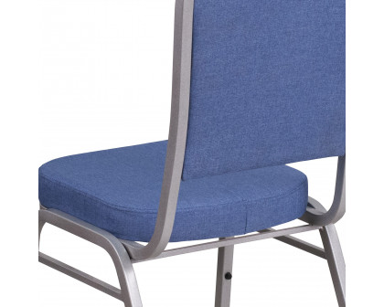 BLNK™ HERCULES Series Fabric Crown Back Stacking Banquet Chair with Silver Frame - Blue