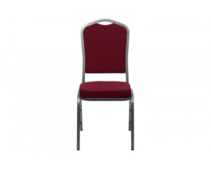 BLNK™ HERCULES Series Fabric Crown Back Stacking Banquet Chair with Silver Vein Frame - Burgundy